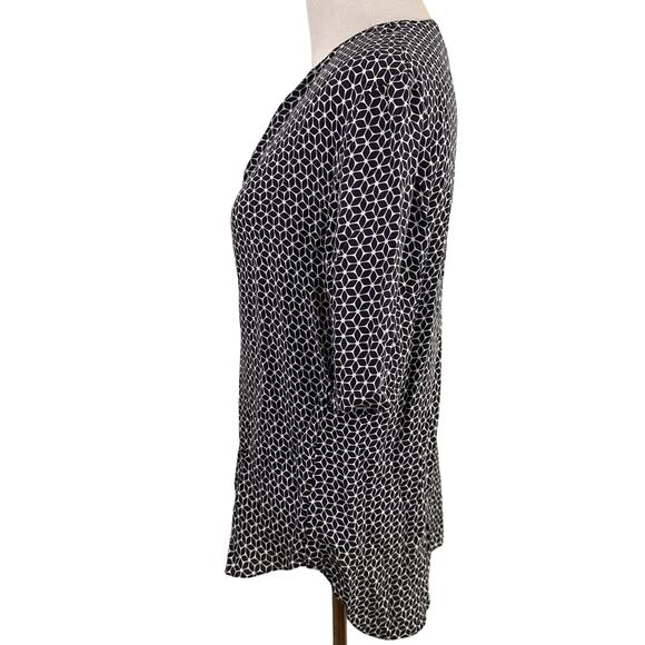 Antazie Silk Keyhole Top Tile Geo Geometric Design Silk Blouse Size P - Picture 5 of 9